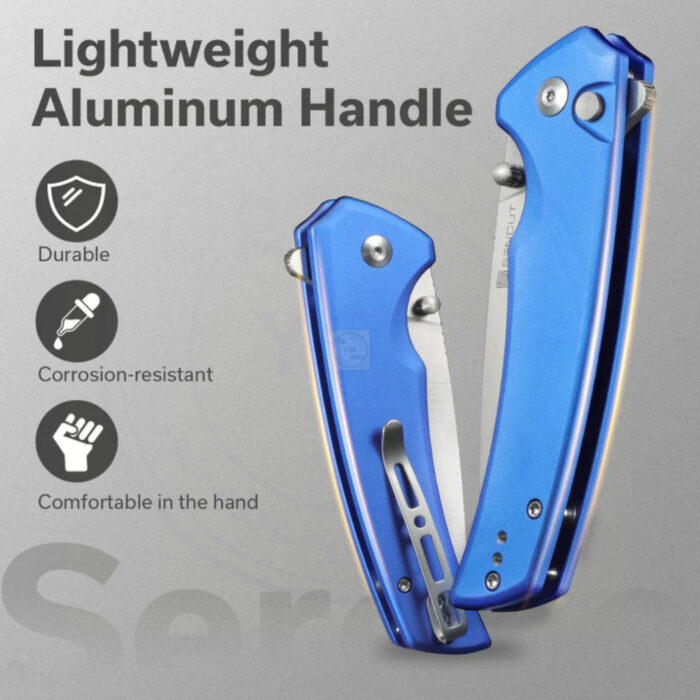 มีดพับ SENCUT Serene ใบมีด D2 3.48 นิ้ว ด้ามอลูมิเนียม Flipper & Button Lock & Thumb Stud EDC รุ่น S21022B