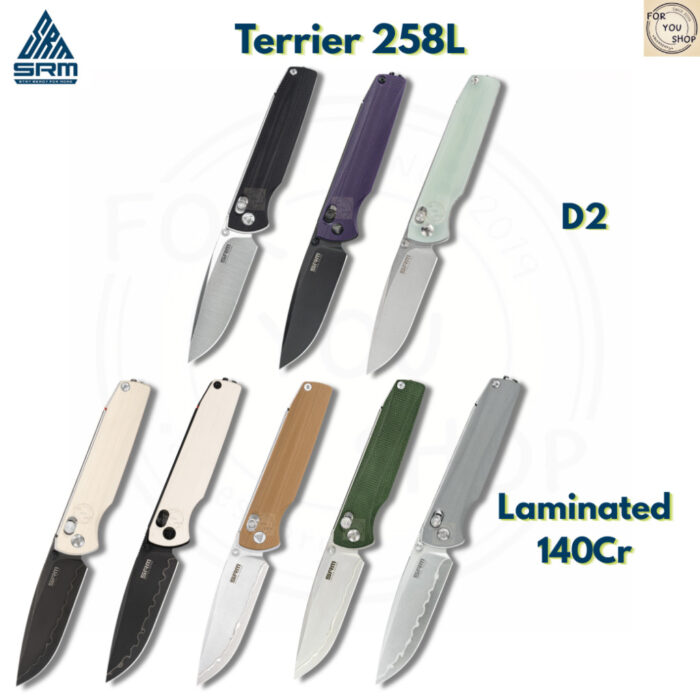 มีดพับ SRM Terrier 258L ใบมีด D2 / 140Cr Laminated 3.65 นิ้ว ด้าม G10 / Micarta ระบบ Crossbar Lock