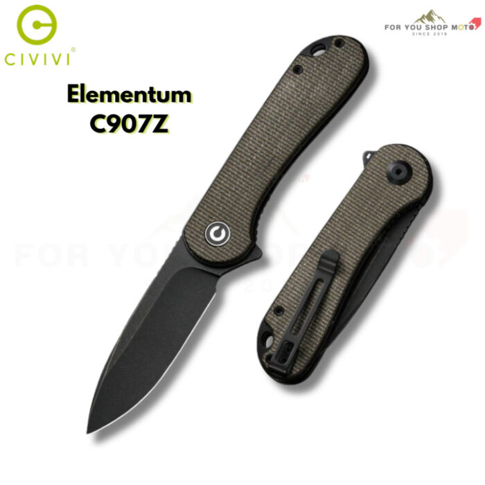 มีดพับ CIVIVI Elementum EDC ใบมีด D2 / 14C28N / Nitro-V / Damascus 2.96 นิ้ว ระบบ Liner Lock Outdoor Flipper Knife