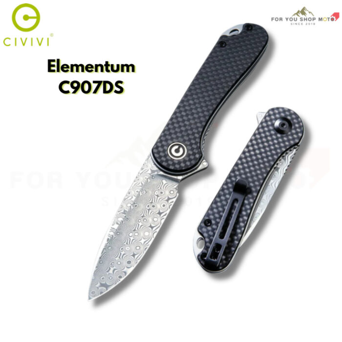 มีดพับ CIVIVI Elementum EDC ใบมีด D2 / 14C28N / Nitro-V / Damascus 2.96 นิ้ว ระบบ Liner Lock Outdoor Flipper Knife