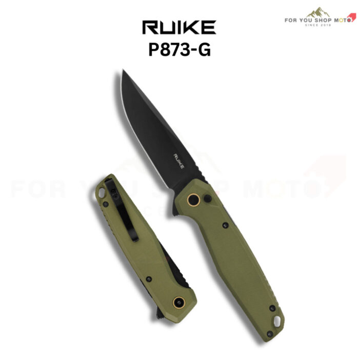 มีดพับ RUIKE P873 ใบมีด Sandvik 14C28N 3.46 นิ้ว Drop Point ด้าม G10 / Micarta ระบบ Button lock Outdoor Knife EDC
