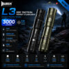 ไฟฉาย Wuben L3 3000 Lumens ไฟฉาย EDC Tactical พกพา ส่องไกล 226m แบต 4800mAh ชาร์จไว 18W กันน้ำ IP68 [Back / Green]