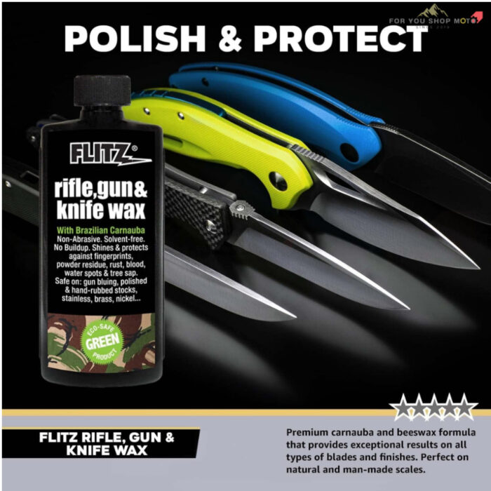 Flitz Rifle, Gun, Knife Wax 7.6 oz (225ml) แว็กซ์เคลือบเงา ป้องกันสนิม ด้ามไม้ โลหะ มีด ปืน สูตรคาร์โนบา & คราบผึ้ง แท้