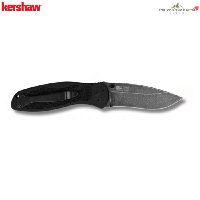 มีดพับ Kershaw Blur Blackwash (รุ่น 1670BW) ด้ามดำ ใบดำ Blackwash เหล็ก 14C28N แท้ Made in USA