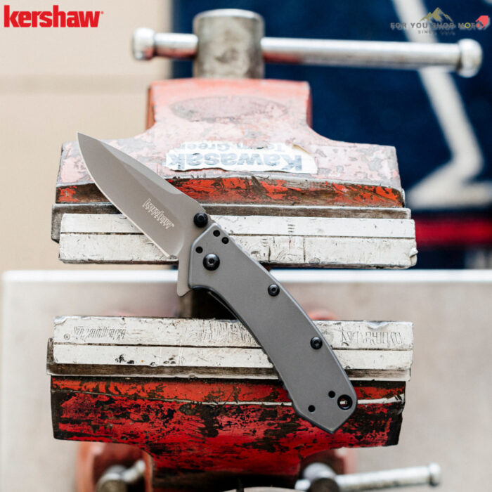 Kershaw 1555Ti Cryo SpeedSafe Assisted มีดพับ EDC ออกแบบโดย Rick Hinderer ใบมีด 2.75 นิ้ว เคลือบไทเทเนียม ด้ามสแตนเลส ขอ