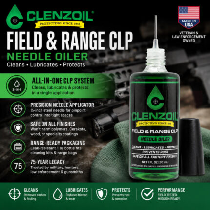 น้ำมันดูแลปืน Clenzoil Field & Range CLP Needle Oiler (1 oz / 30 ml) หัวเข็มแม่นยำ ล้าง หล่อลื่น กันสนิม Gunoil