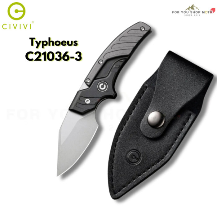 มีดพก CIVIVI Typhoeus Adjustable Fixed Blade ใบมีด 14C28N / Damascus 2.27 นิ้ว Dagger ด้าม G10 / Aluminum พร้อมซองหนังดำ