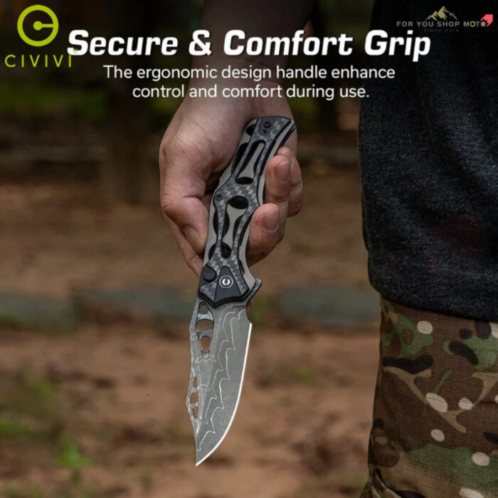 มีดพับ CIVIVI Biophase EDC ใบมีด Damascus 3.48 นิ้ว ด้าม Aluminum ระบบ Button Lock Flipper รุ่น C23083-DS1