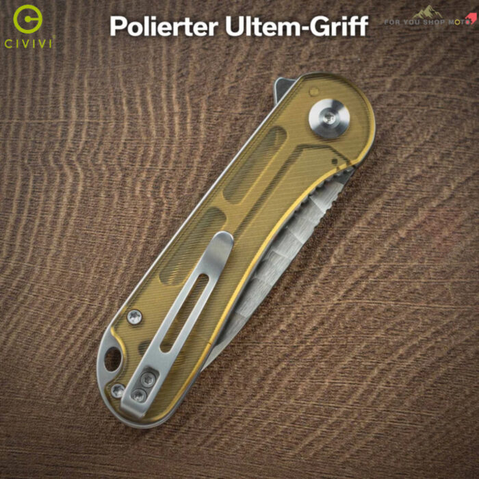 [New] มีดพับ CIVIVI Elementum ใบมีด Nitro-V 2.96 นิ้ว ด้ามใส Lexan / เหลือง Ultem ระบบ Liner Lock Flipper EDC C18062AM