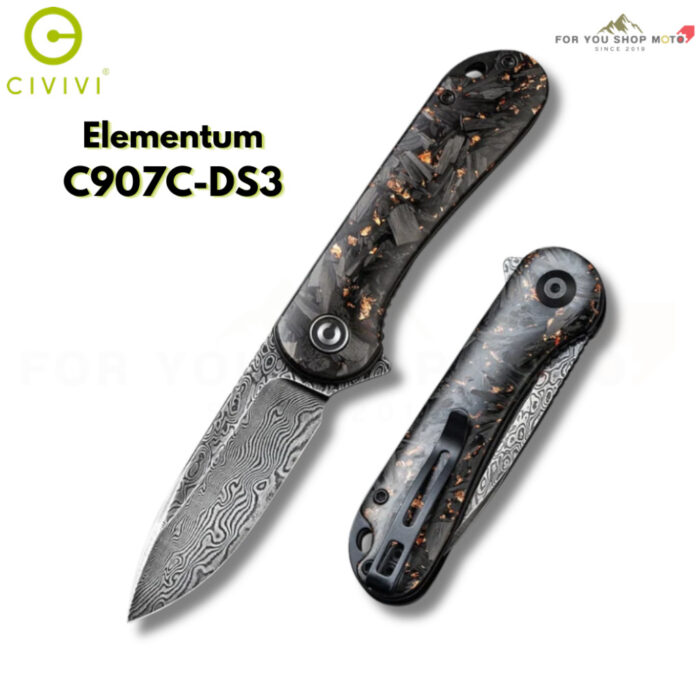 มีดพับ CIVIVI Elementum EDC ใบมีด D2 / 14C28N / Nitro-V / Damascus 2.96 นิ้ว ระบบ Liner Lock Outdoor Flipper Knife