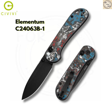 มีดพับ CIVIVI Elementum Crossbar Lock ใบมีด S35VN 2.96นิ้ว Black Stonewashed ด้าม Nebula FatCarbon Limited12th C24063B-1