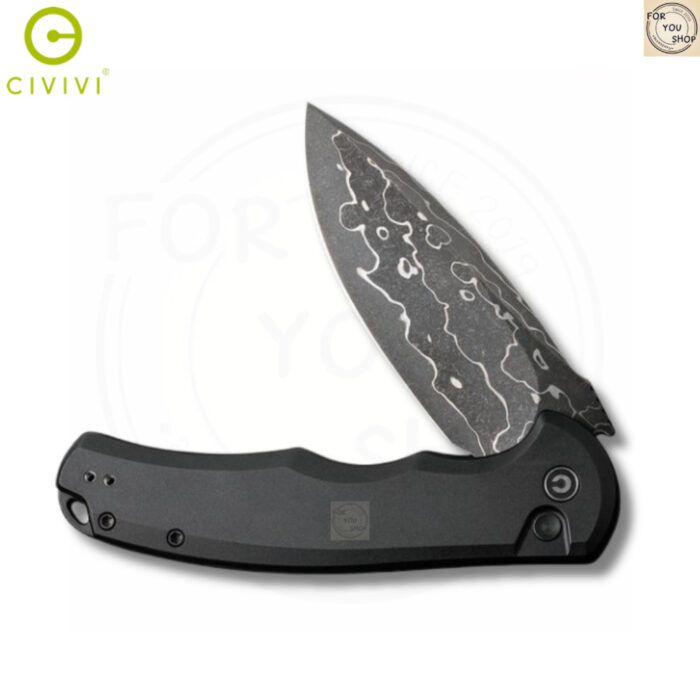 มีดพับ CIVIVI Button Lock Praxis ใบมีด Damascus 3.75นิ้ว ด้าม Aluminum ระบบ Button Lock C18026E-DS1