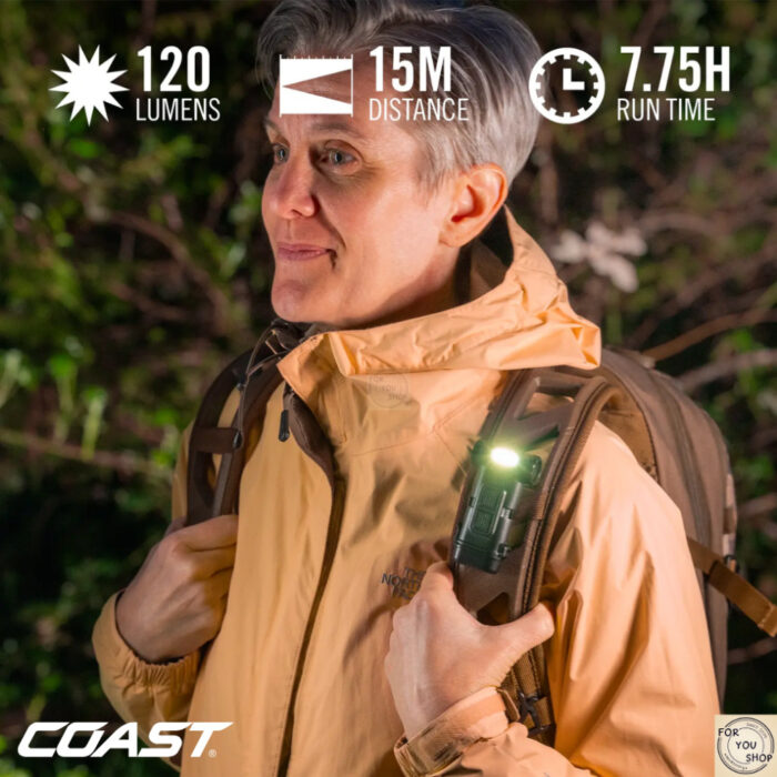 COAST HX4 Clip Light 120 Lumens ไฟฉายคลิปหนีบ LED แสงขาว/แดง พร้อมแม่เหล็ก หมุนหัวไฟได้ 180° ไฟฉายพกพา EDC