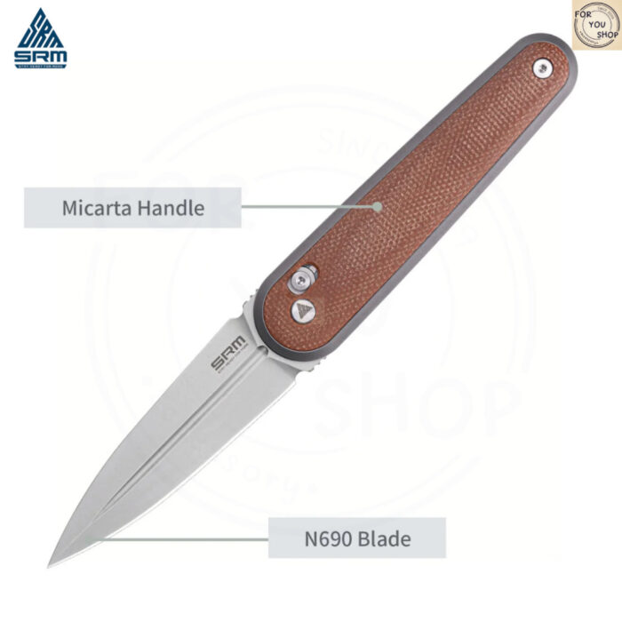 มีดพับ SRM Twin 251MB ใบมีด N690 2.99นิ้ว ด้าม G10 / Micarta ระบบ Crossbar Lock ลูกปืนเซรามิก EDC