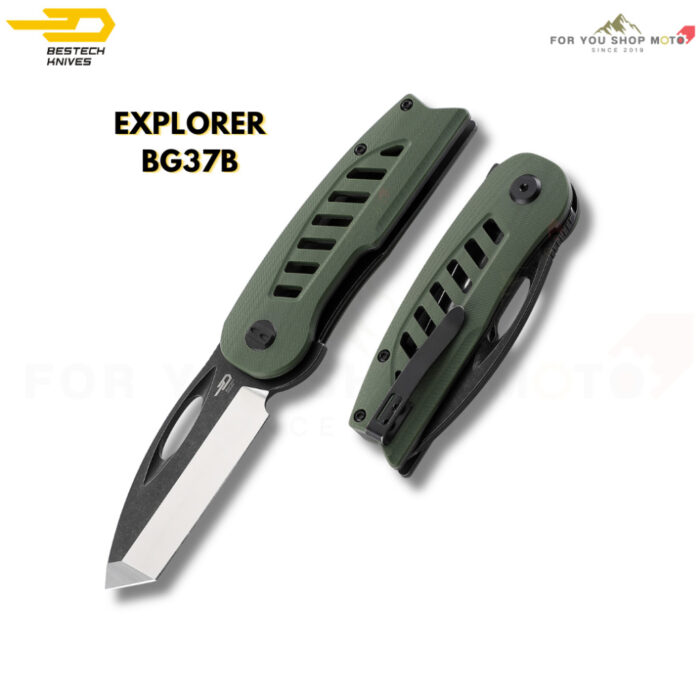 [BESTECH KNIVES] มีดพับรุ่น EXPLORER (BG37 Series) ด้าม G10 ใบมีดเหล็ก D2 ทรง Tanto ขนาด 2.87 นิ้ว EDC พกพาสะดวก