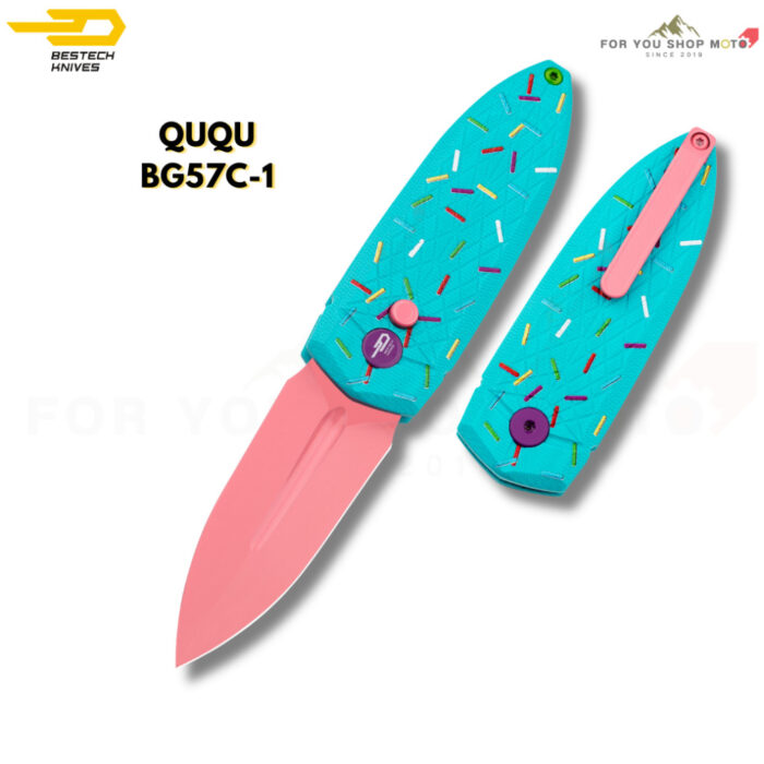 [BESTECH QUQU] (BG57C) มีดพับพกพาเกรดพรีเมียม ใบมีด 2.20 นิ้ว เหล็ก 14C28N ด้ามจับ G10 (สีพาสเทล) BG57C-1 BG57C-2