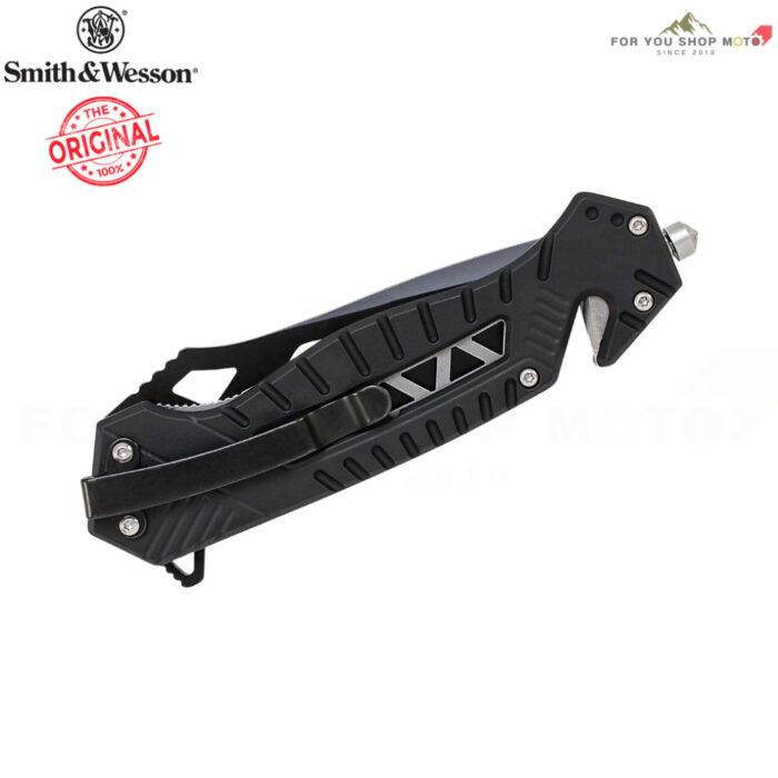 มีดพับ Smith & Wesson SW608BLS ใบมีดเหล็ก 8Cr13MoV 8.5 นิ้ว (กึ่งหยัก) พร้อมหมุดทุบกระจก & ใบตัดสายเบลท์ [ของแท้]