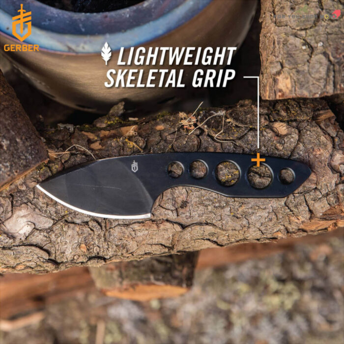 th-11134207-81ztk-msb7qeq86xop64-2.jpg Gerber Dibs Fixed Blade มีดใบตาย EDC ขนาดพกพา เหล็ก 440A Black Clip Point ด้าม Skeletonized พร้อมซองหนังสีเหลือง ของแท้