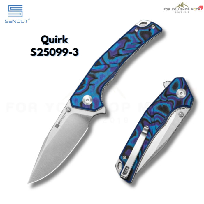 [New] มีดพับ SENCUT Quirk EDC ใบมีด D2 3.41 นิ้ว ด้าม G10 ระบบ Liner Lock Flipper & Thumb Stud รุ่น S25099
