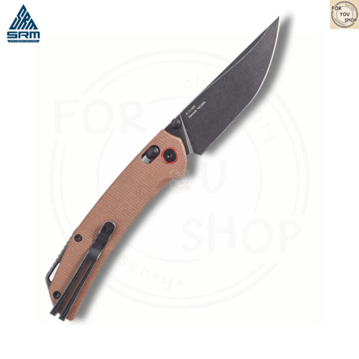 มีดพับ SRM Asika 411L-MN ใบมีด 14C28N ขนาด 3.46 นิ้ว ทรง Clip Point ด้าม Micarta ระบบ Crossbar Lock