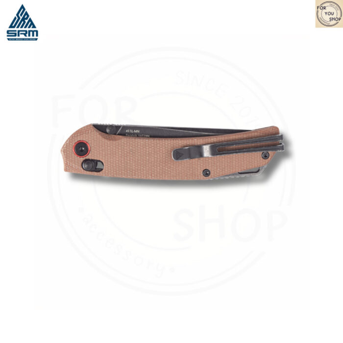 มีดพับ SRM Asika 411L-MN ใบมีด 14C28N ขนาด 3.46 นิ้ว ทรง Clip Point ด้าม Micarta ระบบ Crossbar Lock