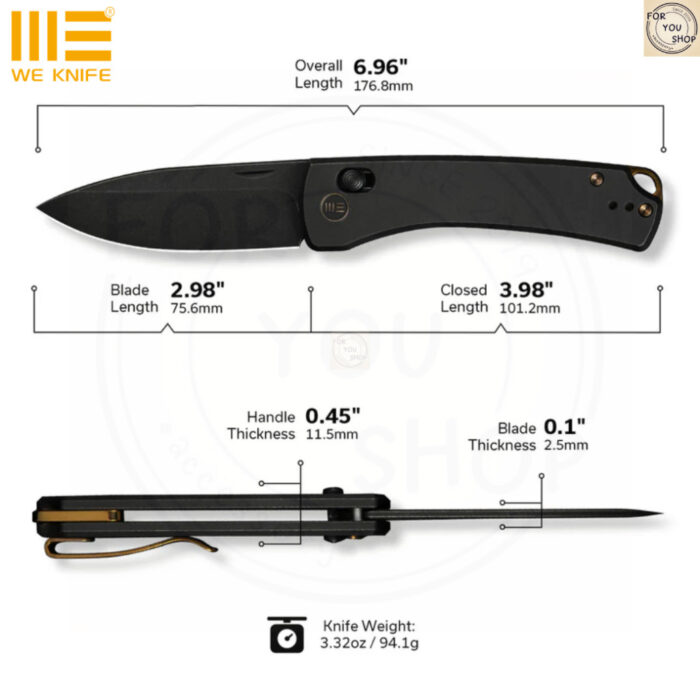 มีดพับ WEKNIFE Nightblade ใบมีด CPM 20CV 2.98นิ้ว ด้าม Titanium ระบบ Crossbar Lock EDC WE22046