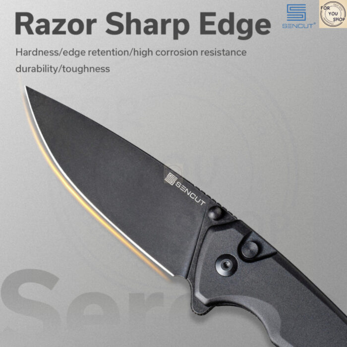 มีดพับ SENCUT Serene ใบมีด D2 3.48 นิ้ว ด้ามอลูมิเนียม Flipper & Button Lock & Thumb Stud EDC รุ่น S21022B