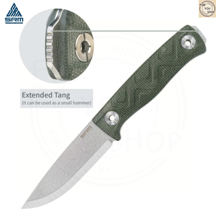 มีดพก SRM Bushcut 702T ใบมีด 14C28N 3.89นิ้ว ด้าม Micarta / G10 พร้อมซอง Kydex Fixed Blade Knife มีด Bushcraft Full Tang