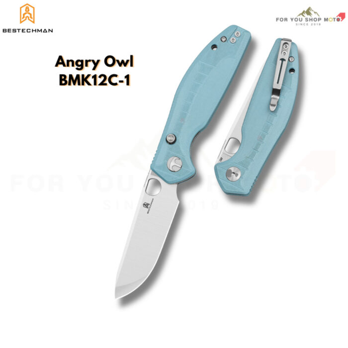 BESTECHMAN Angry Owl (BMK12 Series) - มีดพับ EDC ใบมีด 3.25" เหล็ก D2 ระบบ Button Liner Lock ด้าม G10 ดีไซน์ดุดัน