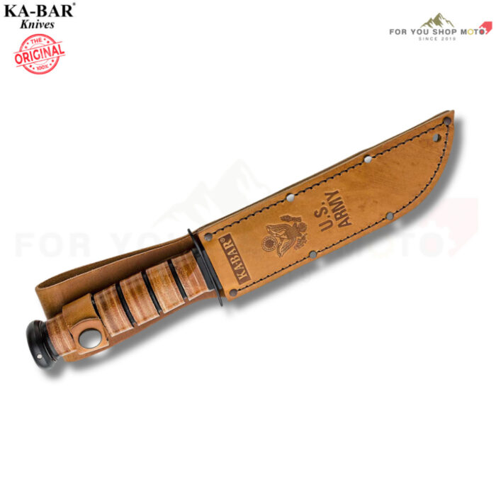 KA-BAR 1220 US Army Fighting Knife มีด Fixed 7 นิ้ว เหล็ก 1095 Carbon Steel ด้ามหนังแท้ พร้อมซองหนังแท้ ของแท้ USA 100%