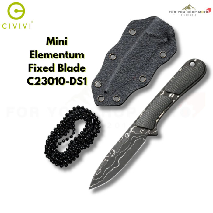 มีดพก CIVIVI Mini Elementum Fixed Blade ใบมีด Nitro-V / Damascus 2.24 นิ้ว ด้าม G10 / Wood / Micarta พร้อมปลอก Kydex EDC