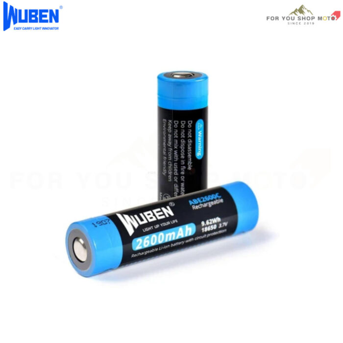 WUBEN ABE2600C ถ่านชาร์จ 18650 2600mAh 3.7V Li-ion Rechargeable พร้อมวงจรป้องกัน Protected Battery สำหรับไฟฉายและอุปกรณ์
