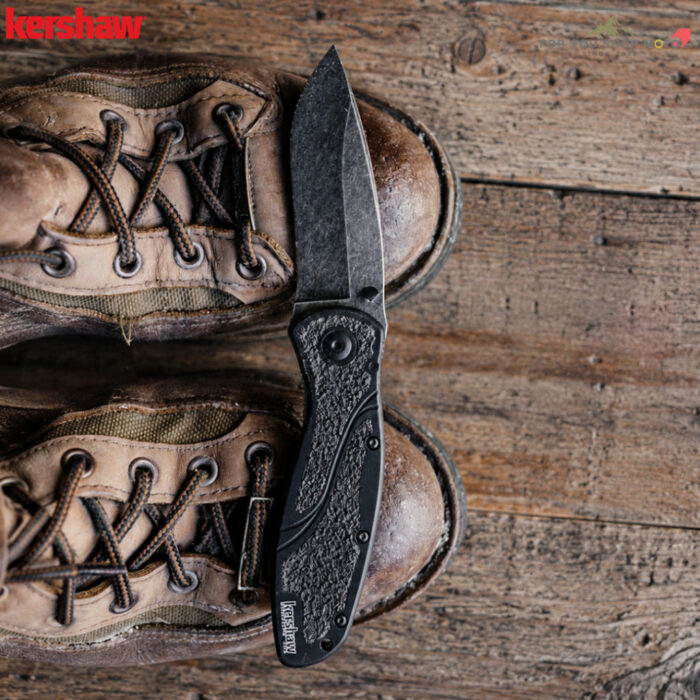 มีดพับ Kershaw Blur Blackwash (รุ่น 1670BW) ด้ามดำ ใบดำ Blackwash เหล็ก 14C28N แท้ Made in USA