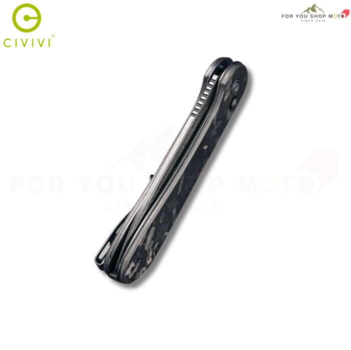 มีดพับ CIVIVI Button Lock Elementum ใบมีด Damascus 3.47 นิ้ว ด้าม Carbon Fiber Pocket Knife EDC รุ่น C2103DS-3
