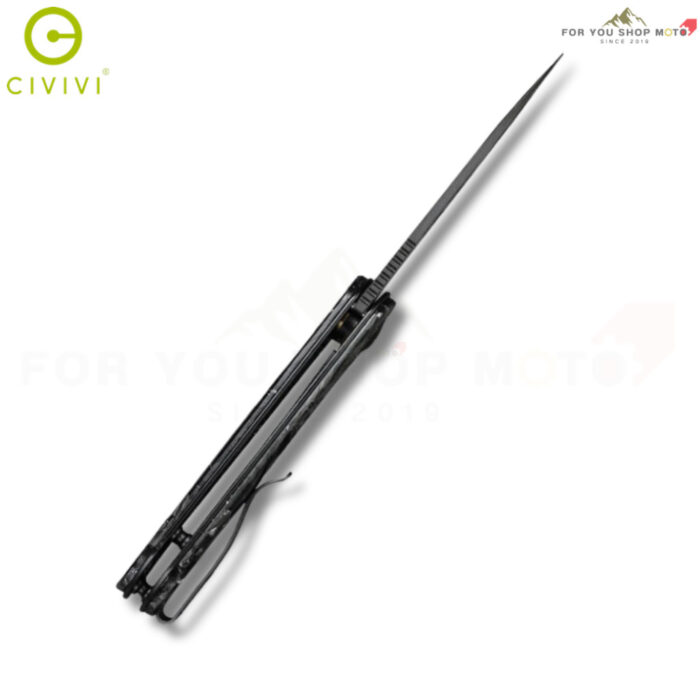 มีดพับ CIVIVI Elementum ใบมีด Damascus 2.96 นิ้ว ด้าม Carbon Fiber & Resin ระบบ Liner Lock Flipper Knife รุ่น C907C-DS