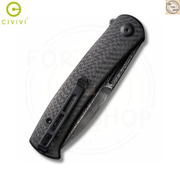 มีดพับ CIVIVI Caetus C21025C-DS1 ใบมีด Damascus 3.48นิ้ว ด้าม Carbon Fiber ระบบ Liner Lock Flipper Knife (Discontinued)