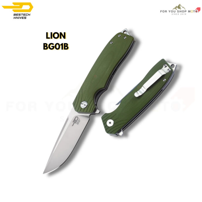 (มีส่งด่วน) มีดพับ BESTECH LION BG01 แท้ 100% ด้ามจับ G10 กันลื่น ใบมีดทรง Drop Point เหล็ก D2 สำหรับพกพาและเอาท์ดอร์