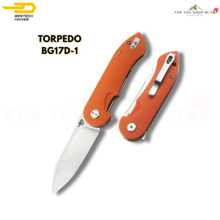 [BESTECH TORPEDO] (BG17D-1) มีดพับพกพาเกรดพรีเมียม ใบมีด 3.21 นิ้ว เหล็ก D2 ด้ามจับ G10 (สีส้ม)