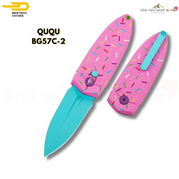 [BESTECH QUQU] (BG57C) มีดพับพกพาเกรดพรีเมียม ใบมีด 2.20 นิ้ว เหล็ก 14C28N ด้ามจับ G10 (สีพาสเทล) BG57C-1 BG57C-2