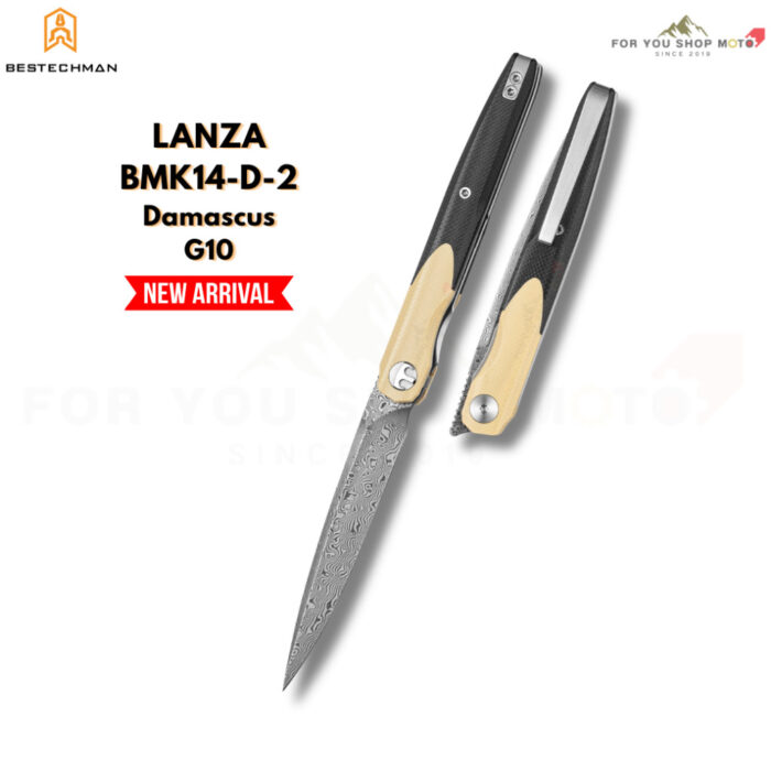 มีดพับ Bestechman Lanza (BMK14-D) ใบมีด 3.45 นิ้ว เหล็กดามัสกัส Damascus แท้ ดีไซน์โดย Grzegorz Grabarski (ด้าม G10 / ไม