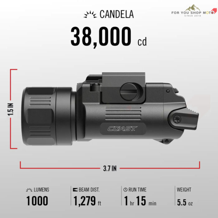 th-11134207-81ztm-mqzmj954b8jw12.jpg COAST PTX65R Pistol Light ไฟฉายติดปืนพก 1000 Lumens / 38,000 Candela (รองรับราง Picatinny / Universal) ชาร์จได้ ปรับลำแส