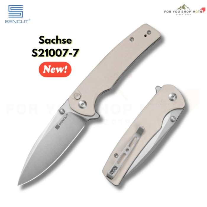 มีดพับ SENCUT Sachse ใบมีด 9Cr18MoV 3.47 นิ้ว ด้าม Micarta / G10 / ไม้ Guibourtia ระบบ Button Lock Flipper & Thumb Stud