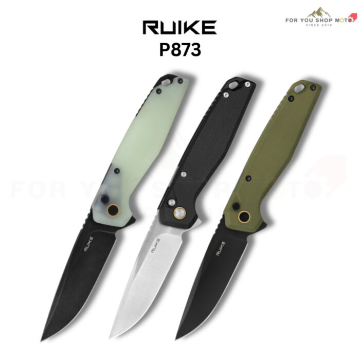 มีดพับ RUIKE P873 ใบมีด Sandvik 14C28N 3.46 นิ้ว Drop Point ด้าม G10 / Micarta ระบบ Button lock Outdoor Knife EDC