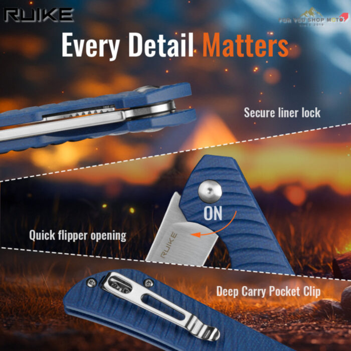 th-11134207-81ztm-mr4ip44e77k4ee-2.jpg มีดพับ RUIKE P122 ใบมีด Sandvik 14C28N 3.62 นิ้ว ด้าม Micarta ระบบ Flipper Liner Lock EDC (P122-MB / P122-ME / P122-MG)