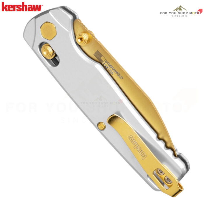 Kershaw 6105RAWGLD Bel Air มีดพับ CPM-MagnaCut ใบทอง Reverse Tanto 3.10นิ้ว ด้าม Raw Aluminum (Made in USA)
