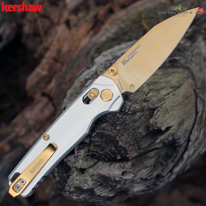 Kershaw 6105RAWGLD Bel Air มีดพับ CPM-MagnaCut ใบทอง Reverse Tanto 3.10นิ้ว ด้าม Raw Aluminum (Made in USA)