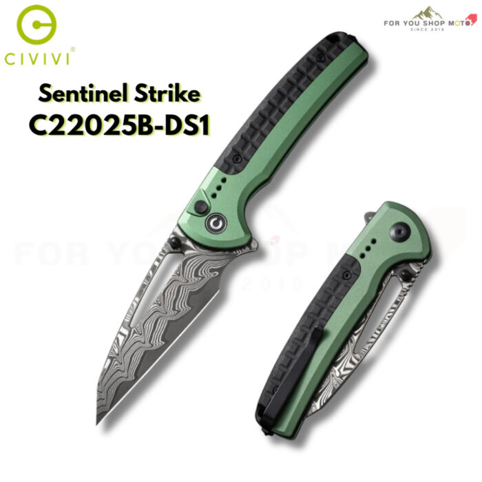 th-11134207-81ztm-msjrxwngb7ra18.jpg มีดพับ CIVIVI Sentinel Strike Flipper EDC ใบมีด K110 / Damascus 3.7 นิ้ว ด้าม Aluminum & FRN ระบบ Button Lock