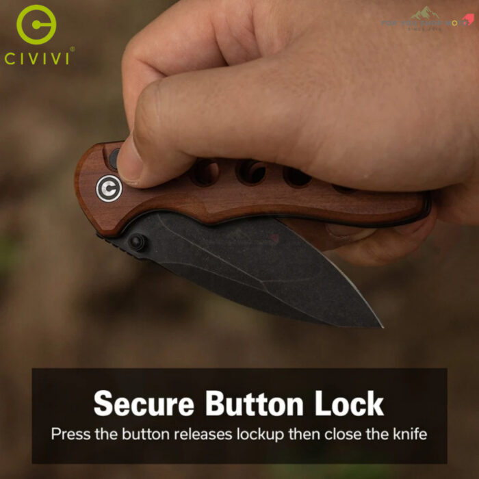 มีดพับ CIVIVI Triptych EDC ใบมีด 14C28N / Damascus 2.97 นิ้ว ด้าม G10 / Wood / Micarta ระบบ Button Lock Thumb Stud Flip