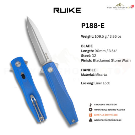 th-11134207-81ztm-mtc9zhagqakm71-1.jpg มีดพับ Ruike Knife P188-E Flipper Folding Knife ใบมีด D2 3.58" ด้าม Blue G10 ของแท้ 100%