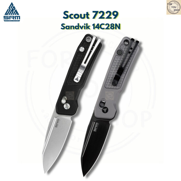 th-11134207-81ztn-mn2qvy8h61vqad-1.jpg มีดพับ SRM Scout 7229 ใบมีด 14C28N 2.72 นิ้ว ด้าม G10 / Aluminum Crossbar Lock Invisible Flipper EDC